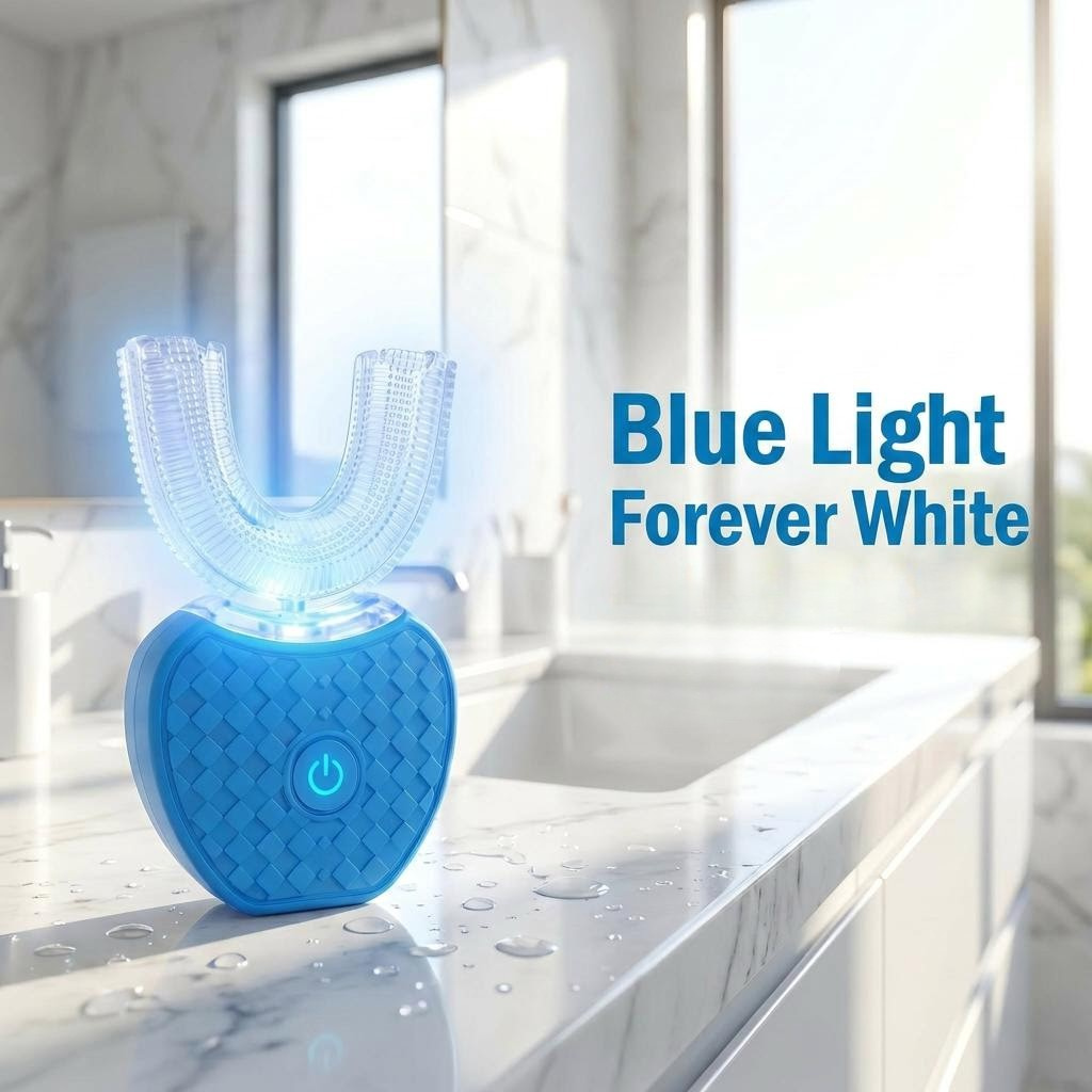 3-in-1 Smile Care: Blue-Light Teeth Whitener. Auto-Brush. Massager