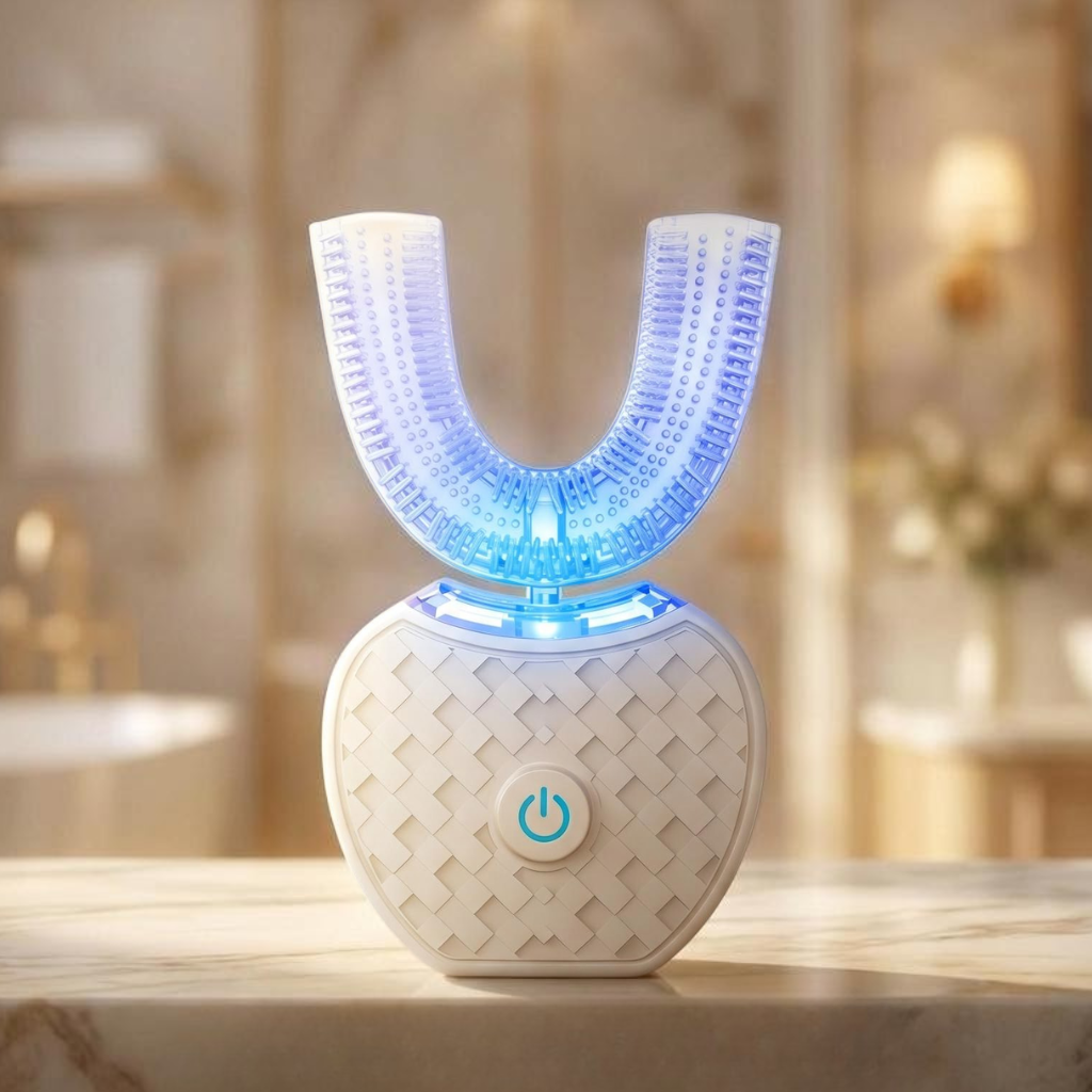 3-in-1 Smile Care: Blue-Light Teeth Whitener. Auto-Brush. Massager